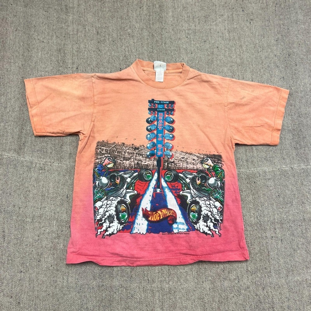 Vintage Hot Wheels Shirt Boys‎ Medium 1990s Cars Racing USA